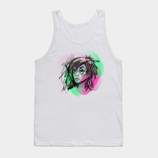 Pink and green face Tank Top